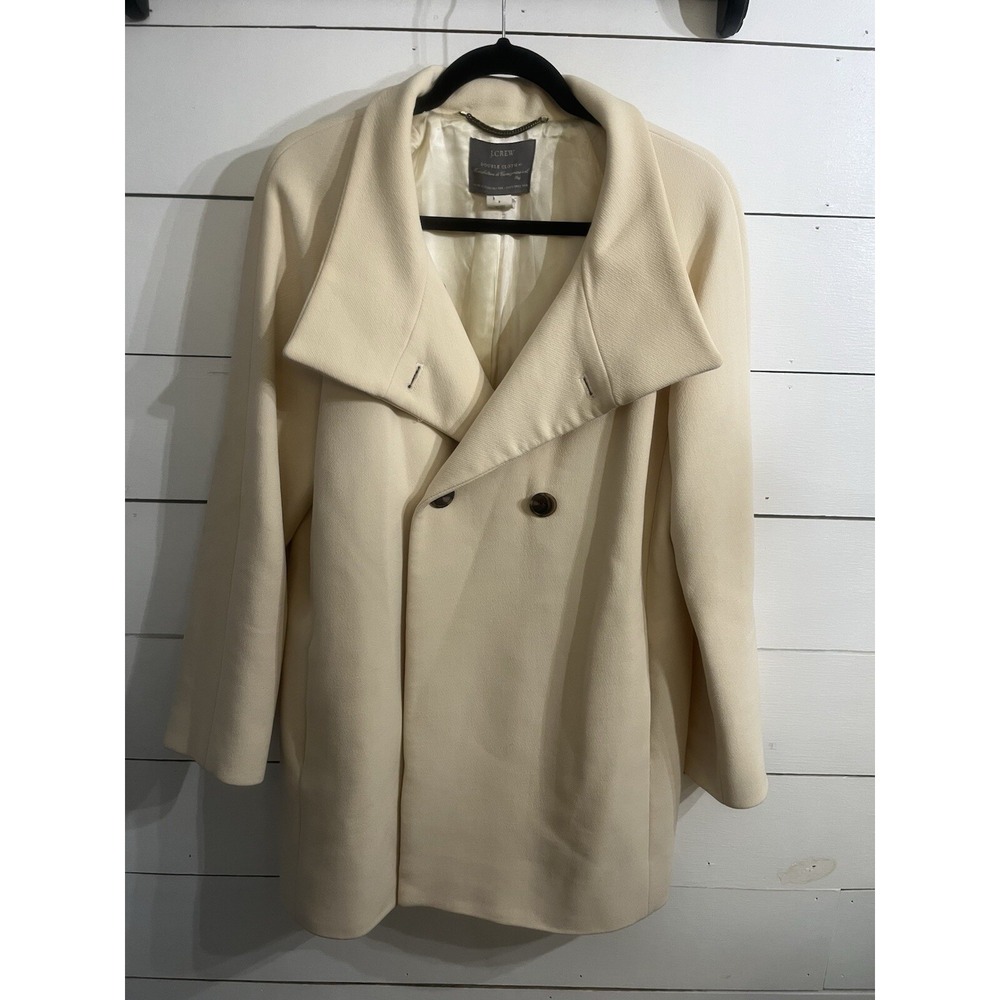 J. CREW Italian Wool Double Cloth Classic Lady Coat Beige Ivory Womens 8